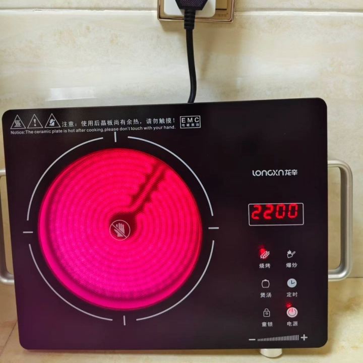 Electric Ceramic Cooktop with Full Black Crystal Glass Panel