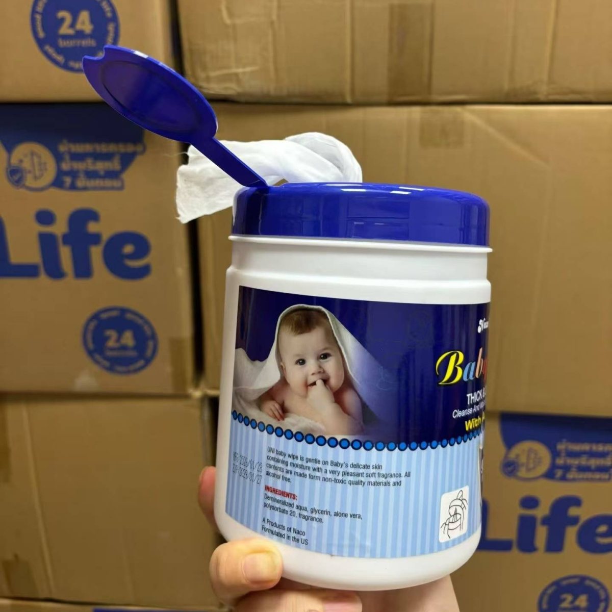 Wet wipes in bucket
