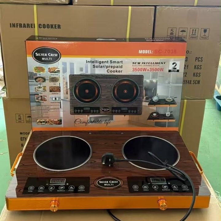 Double Burner Infrared Ceramic Cooker 7000W Microcrystal Glass Panel 3PCS/CTN Independent Control Electric Stove
